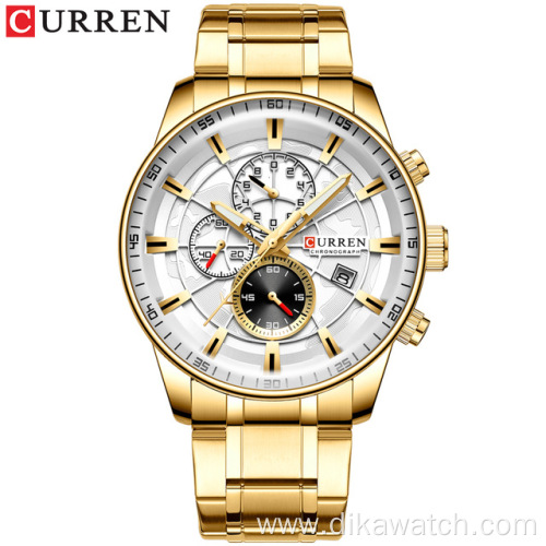 Top Brand Mens Watches CURREN New Fashion Stainless Steel Top Brand Luxury Casual Chronograph Quartz Wristwatch for Male